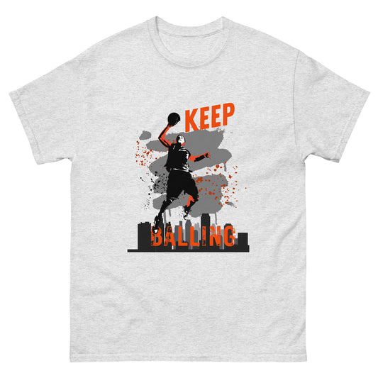 "Keep Balling" Basketball (light) Classic Tee (regular weight)