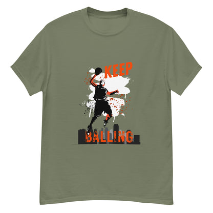 "Keep Balling" Basketball (dark) True Classic Tee (regular weight)