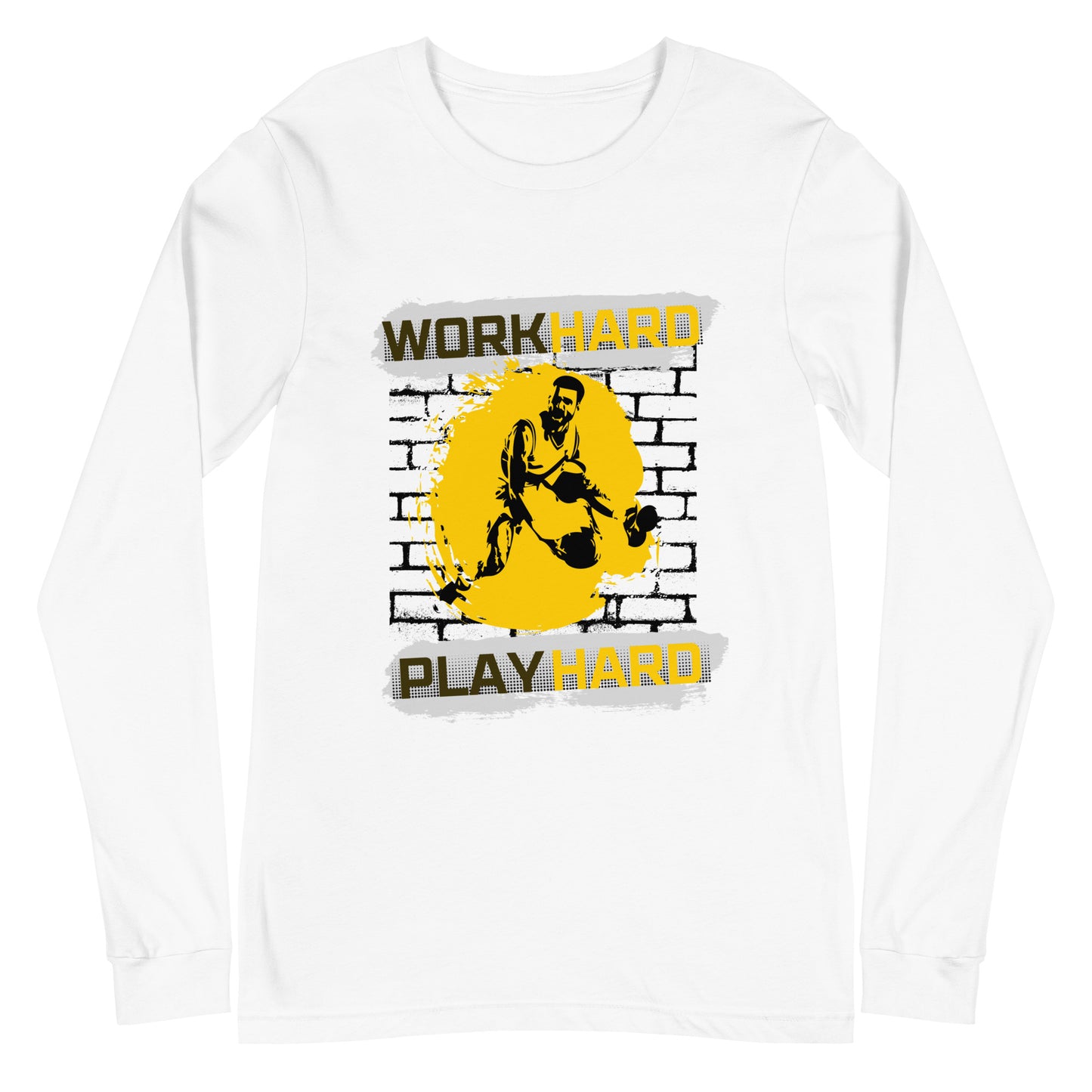 "Work Hard, Play Hard" (White) Long Sleeve T Shirts